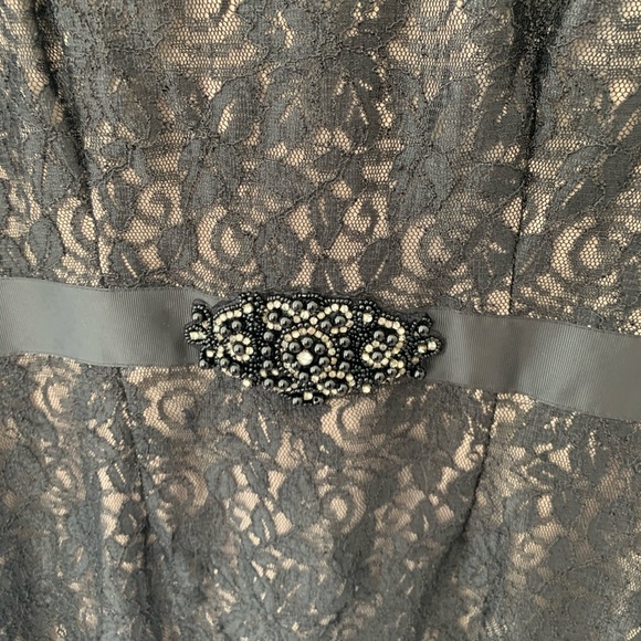 -Jessica Howard black 2 pc  sleeves dress & long sleeveless cover up lace size 8 - Picture 8 of 16